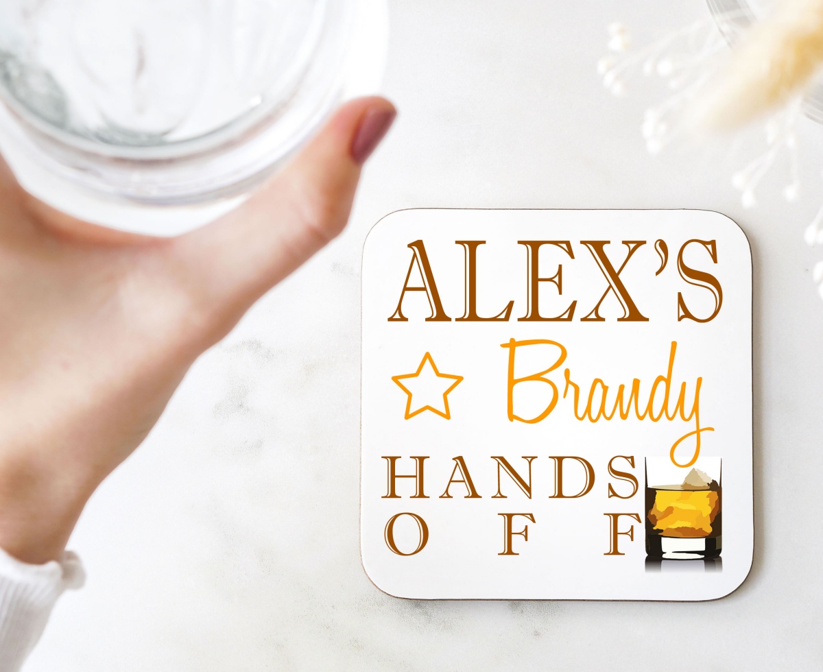 Personalised Brandy Wooden Gift Drinks Coaster